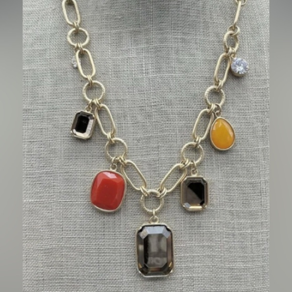 Lia Sophia scapular  Gold tone  Multi-Stone Necklace
